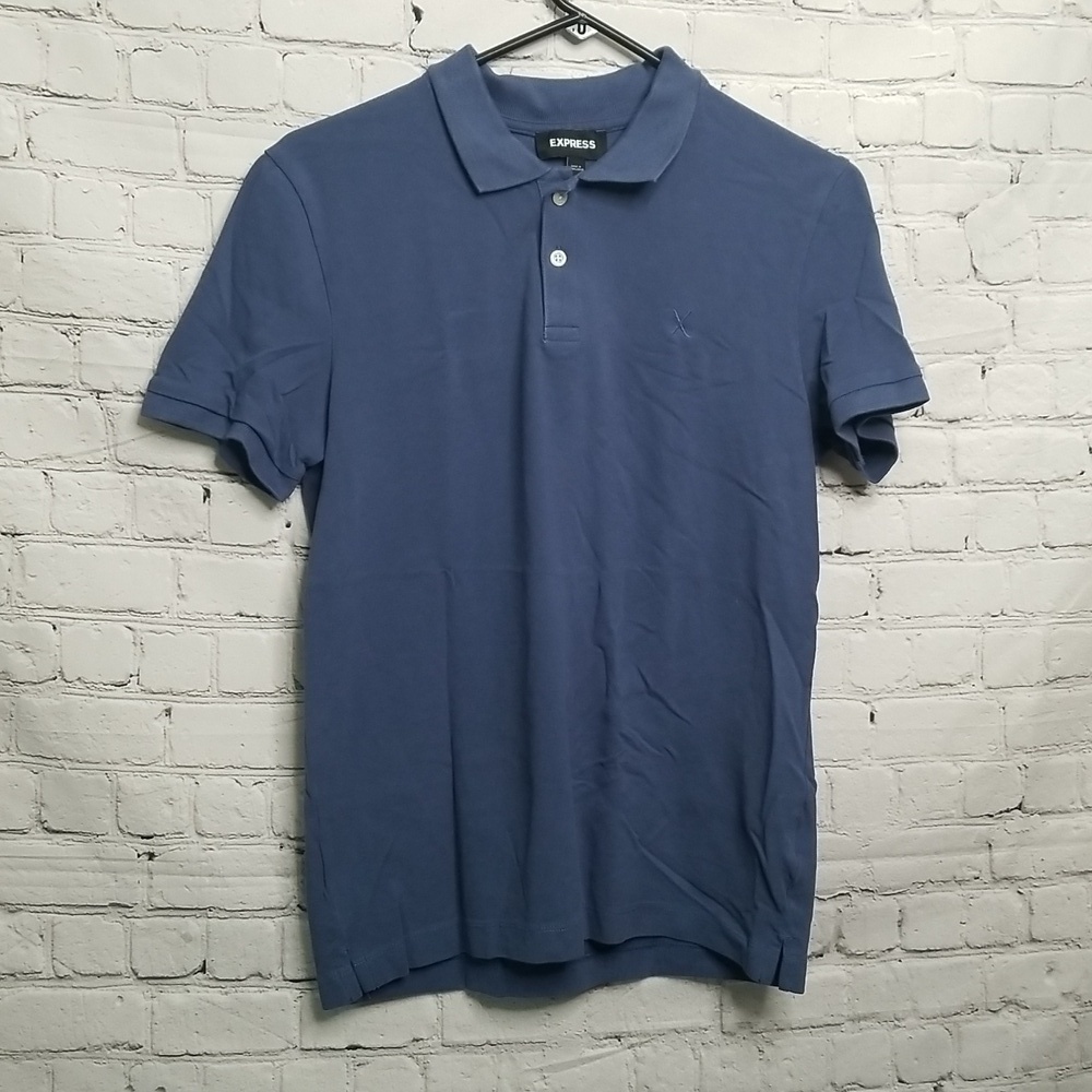 Express Mens 100% Cotton Blue Polo Size Small EUC